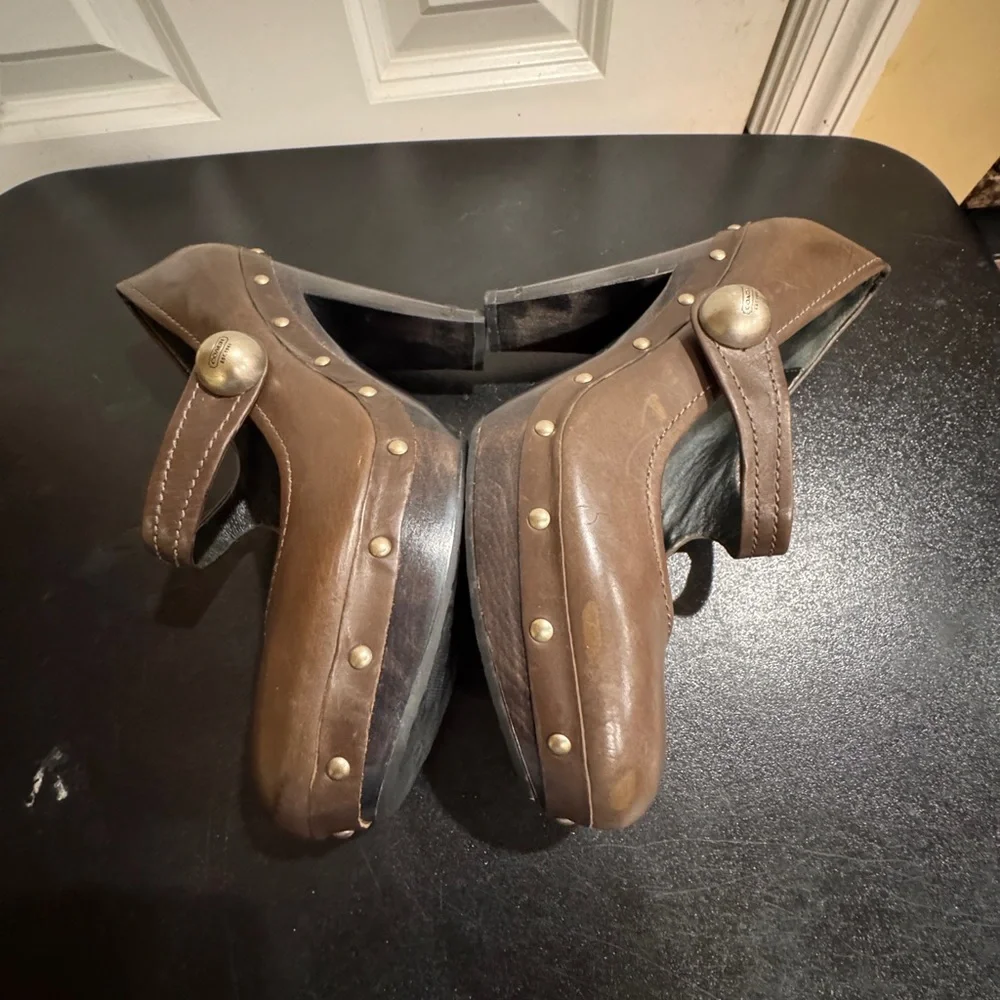 Coach brown Colene Mary Jane Heels with stud detail size 8